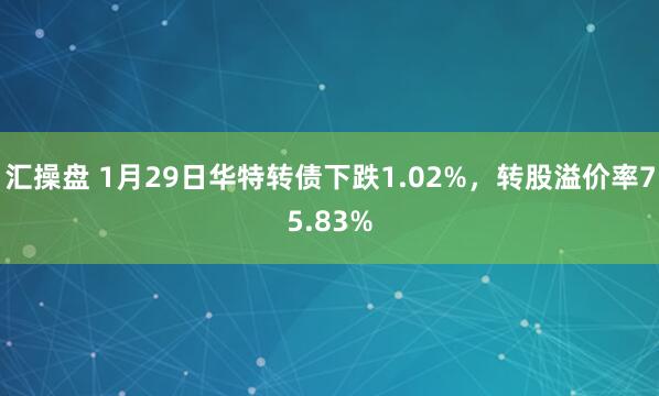 汇操盘 1月29日华特转债下跌1.02%，转股溢价率75.83%